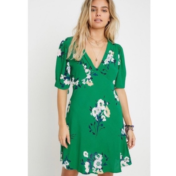 Free People Dresses & Skirts - Free People Neon Green Garden Floral Mini Dress